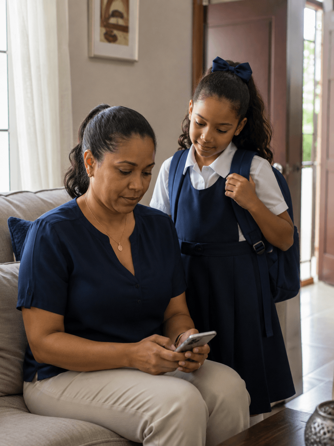 Una familia paga la mensualidad del colegio desde el teléfono